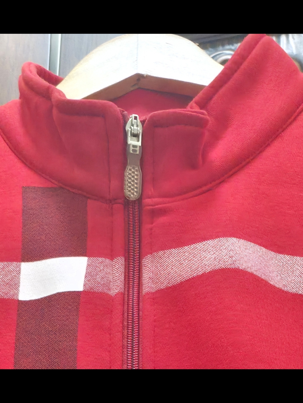 Burberry Deep Red Plaid Zip Jacket. - Picture 6 of 11